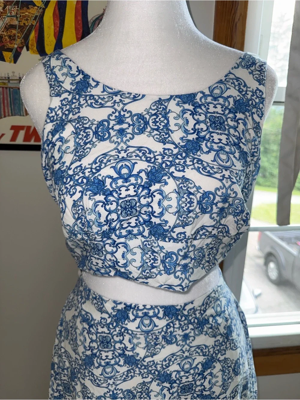 Joie 2-Piece Mosaic Print Matching Set - Crop Top & Midi Skirt
